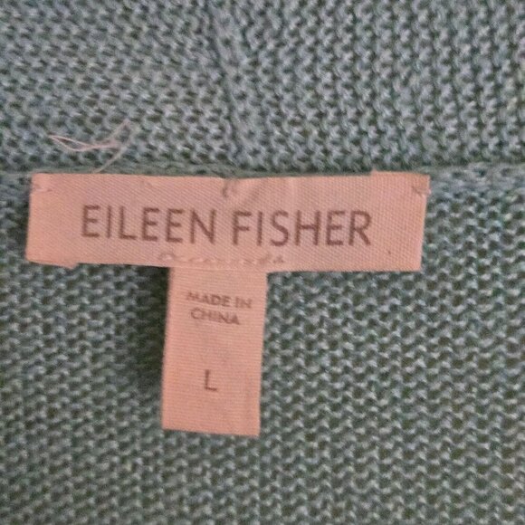 Eileen Fisher 100%Linen Mint Green Open Front Cardigan Sweater Size L - Picture 3 of 5